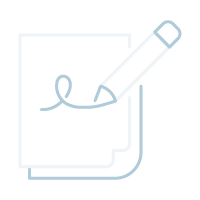 Icono de "Especialistas en reclamaciones" - Lapicero firmando un folio