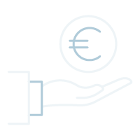 Icono de "Honorarios a éxito" - Mano extendiendo moneda de euro