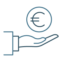 Icono de "Honorarios a éxito" - Mano extendiendo moneda de euro